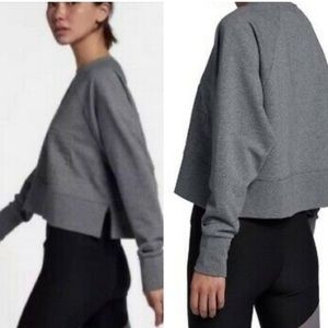 Nike Versa “Just.Do.It” Embossed Dri Fit Gray Cropped Sweatshirt